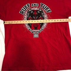 Original Rufnek Ruff and Tuff Dog Graphic Mens T-shirt Red Size XL Short Sleeve