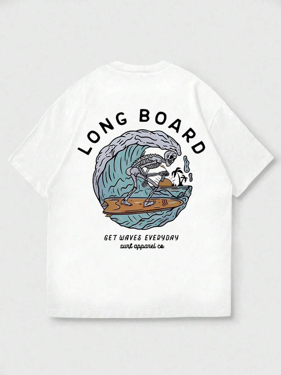 Men's Casual Beach Surfing Element Printed Short Sleeve T-Shirt gallery