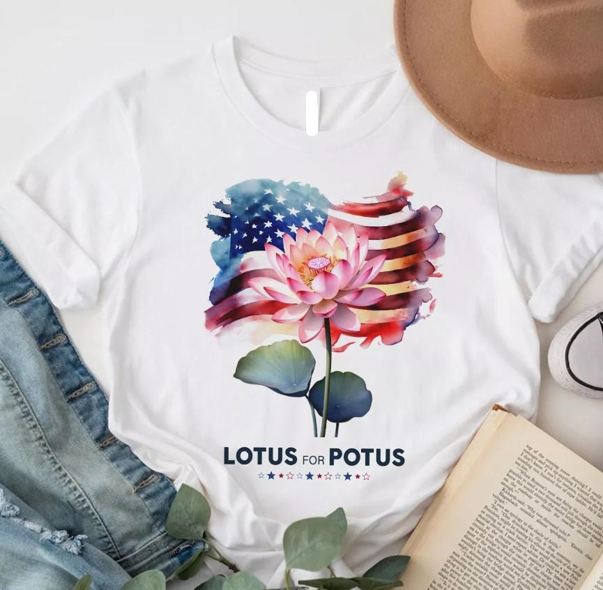 Lotus For Potus Kamala Harris 2024 Election President Democrats support T-shirt