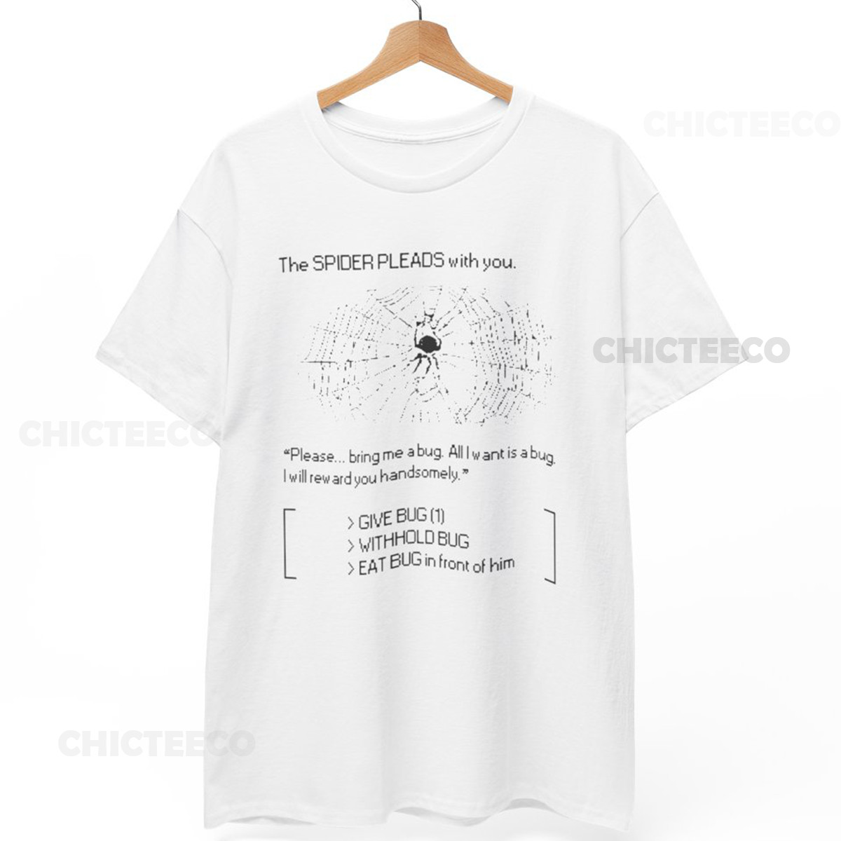 Spider Pleads Text Adventure T-Shirt Retro Gaming Cult Obscure Unisex Tee gallery