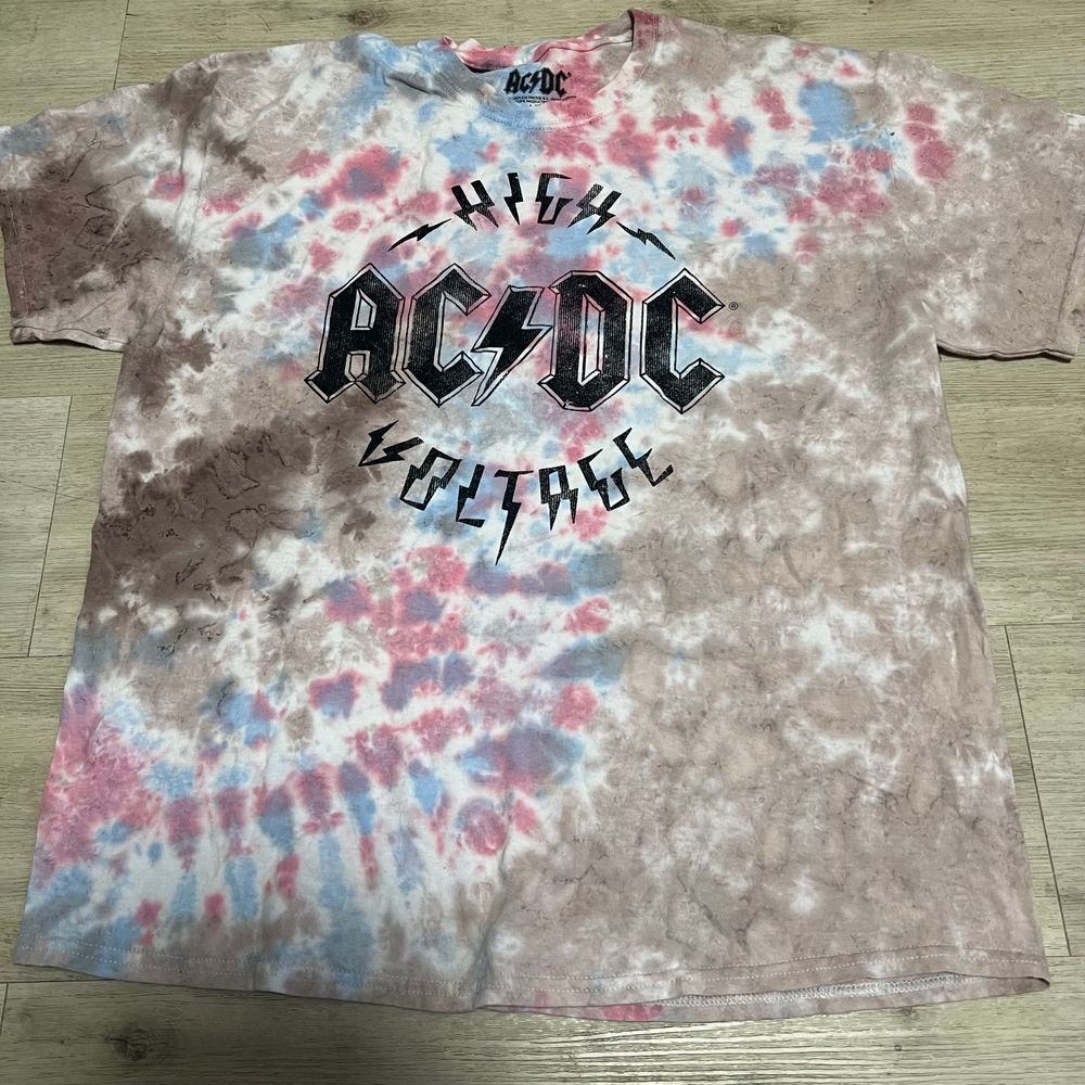 AC DC High Voltage Tie Dye Shirt Size Large NWOT Mens Angus Young Rock N Roll gallery