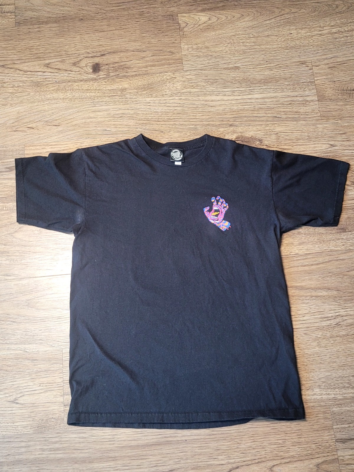 Santa Cruz Men's Black Skateboarding Graphic Logo Crew Neck Tee Size L gallery