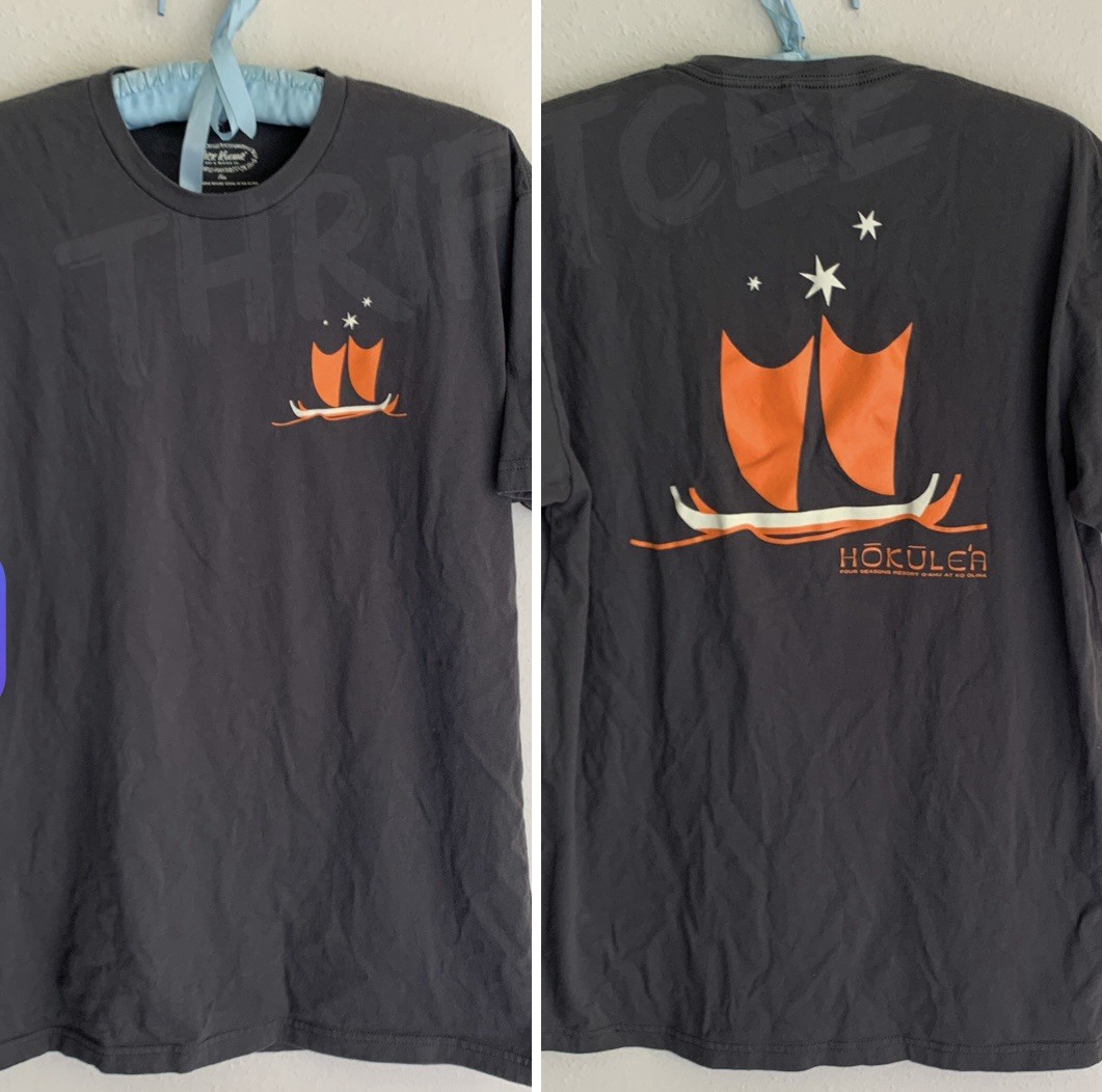 L Slim Nick Kuchar T-shirt Hokule’a Hawaii Four Seasons Oahu Retro Art Hawaiian gallery