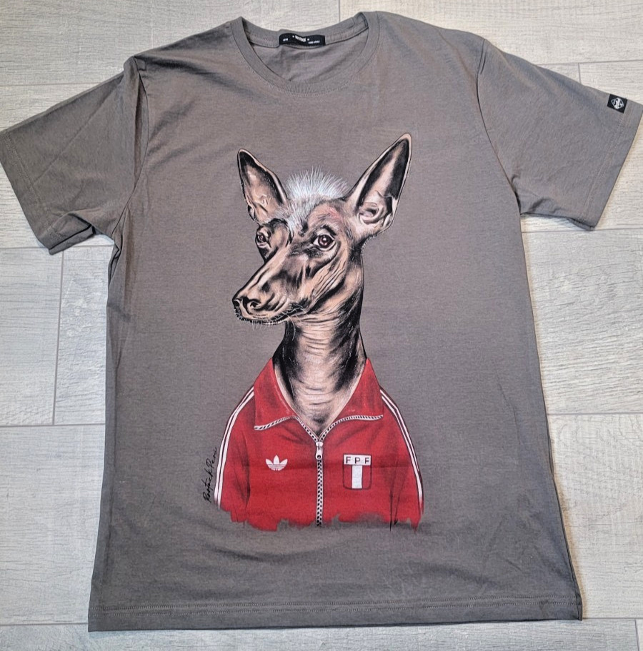 Peruvian Design Shirt Unisex Size M *** Peruvian Inca Orchid – Perro sin pelo
