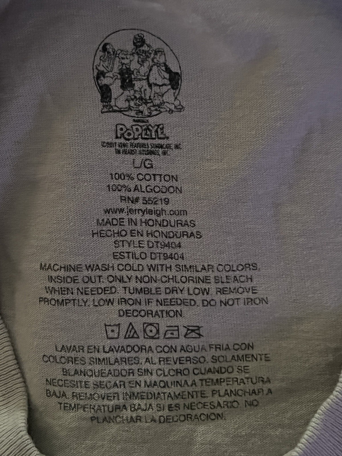 Popeye Men's Graphic Print Crew Neck T-Shirt White Size LG Short Sleeve gallery