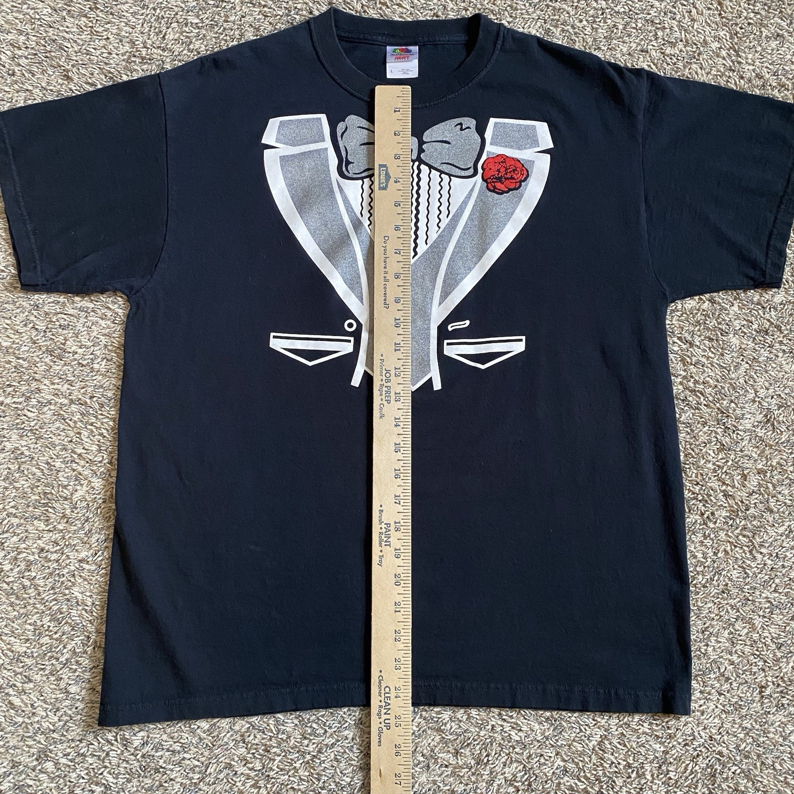 Vintage Tuxedo Bow Tie Novelty Formal Graphic Tee Shirt Black Men’s Size LARGE gallery