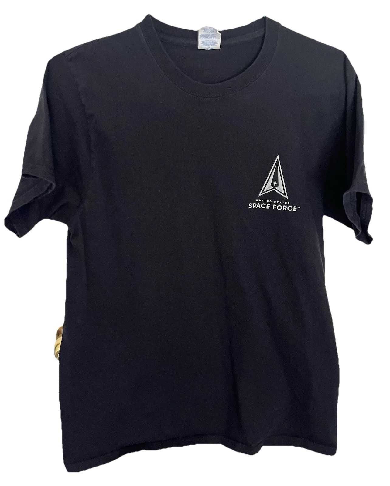 US Air Force Space Force T-shirt Men’s Medium Black W/ Grey Chevron Logo gallery