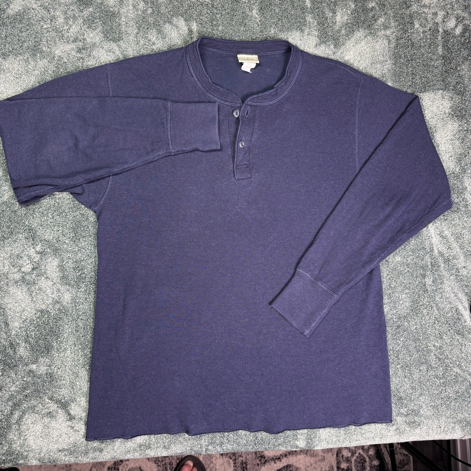 Vintage L.L. Bean River Driver Shirt Mens Medium Made in USA Navy Wool Henley gallery