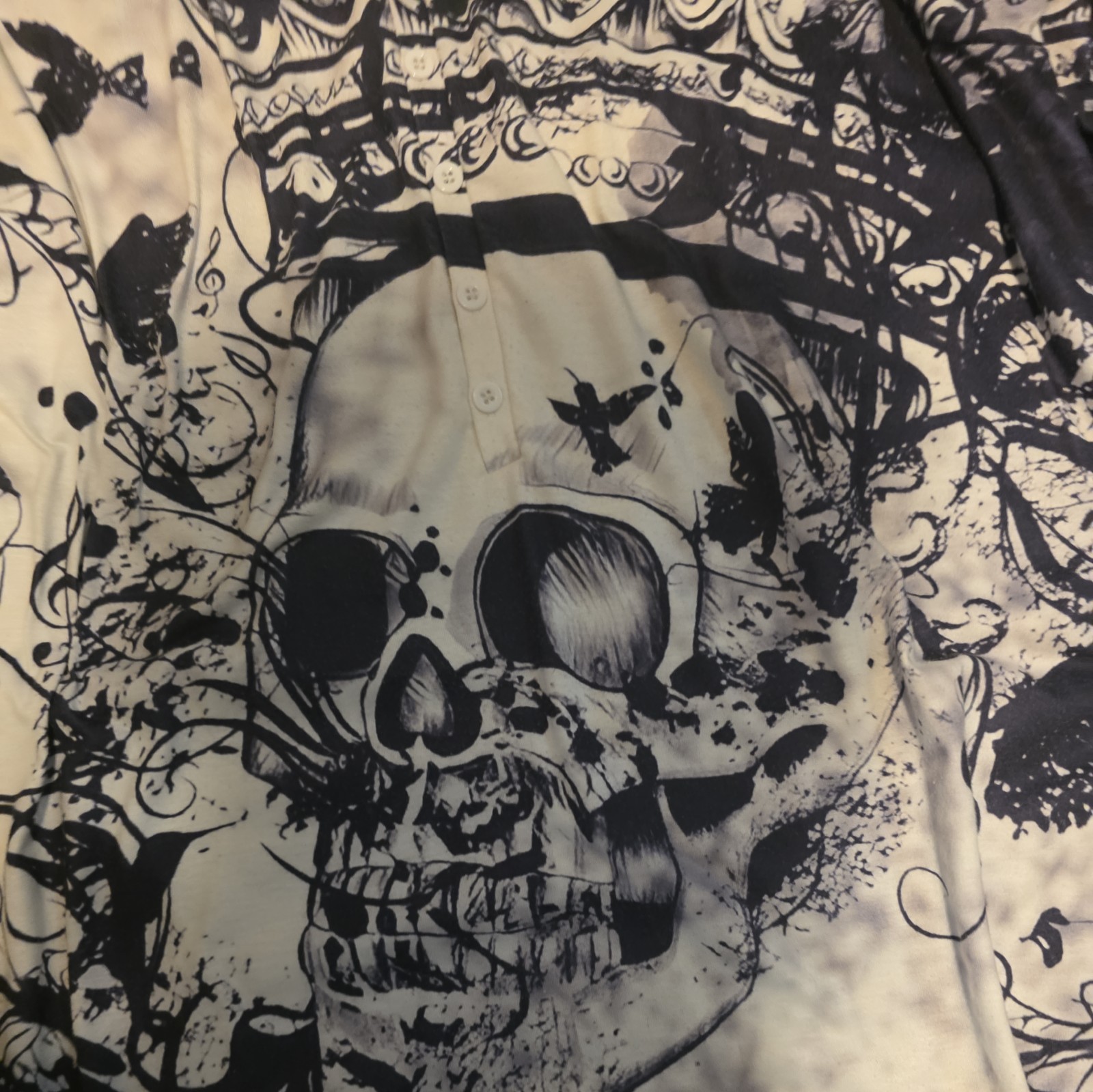 Skull mens Long Sleeve Shirt, O Neck Collar, Breathable Fabric gallery