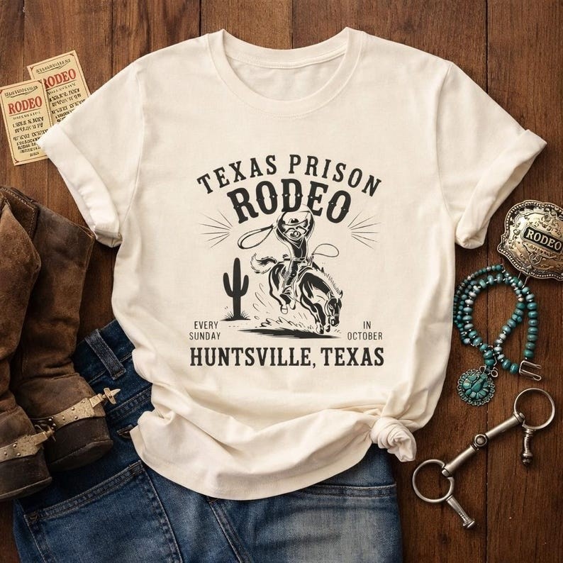 Vintage Texas Prison Rodeo Cowboy Western T-Shirt Huntsville Retro Rodeo Shirt