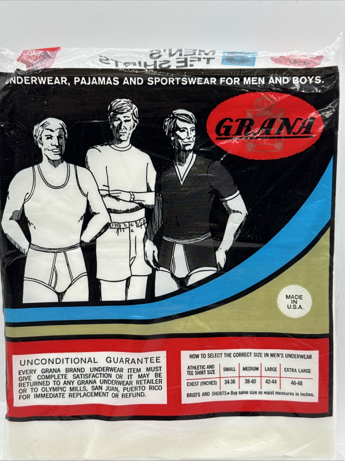 Vintage Grana Package Men’s White T-shirts Size MED 38-40 Never Stretch Collar gallery