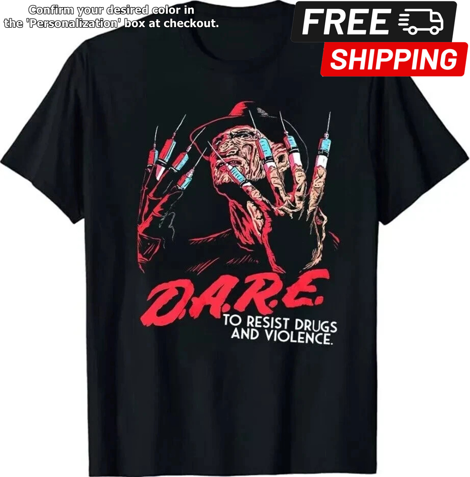 Freddy Krueger Dare Horror Movie 2020 Halloween T-Shirt Black S-5XL gallery