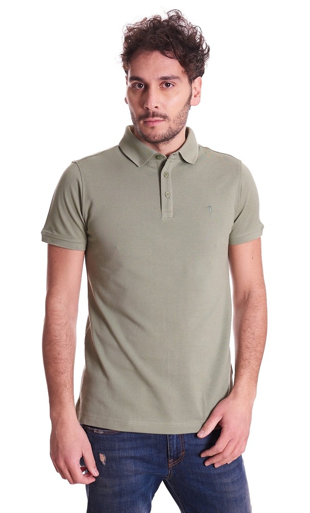 TRUSSARDI JEANS REGULAR FIT SOLID COLOR POLO SHIRT – Size S – Blue