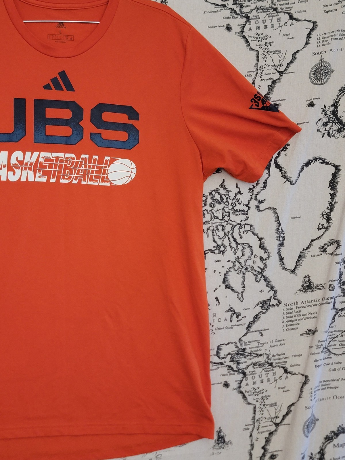Adidas JBS Basketball T-Shirt Men's Size L Orange Recycled Polyester gallery