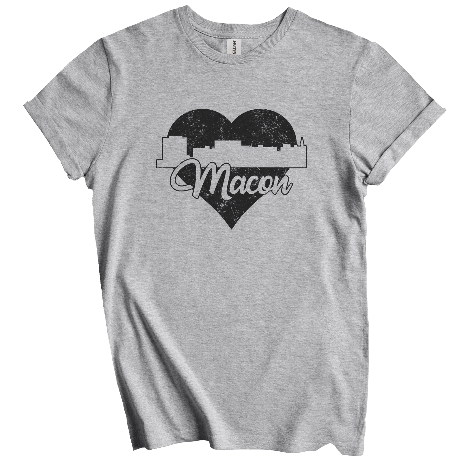 Retro Macon Georgia Skyline Heart Distressed T-Shirt gallery