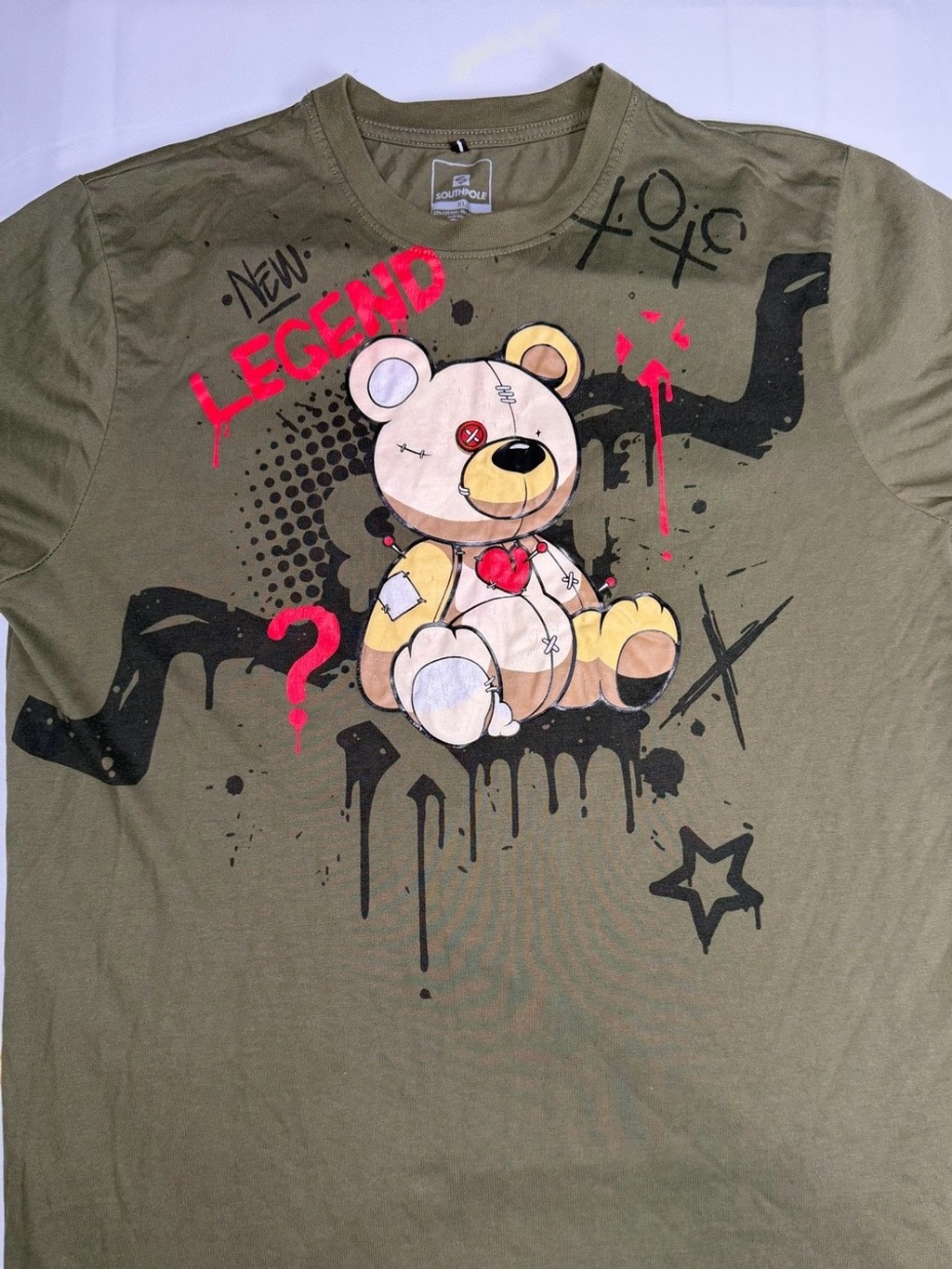 Southpole Olive Green Legend Bear Graphic Logo Tee XL gallery