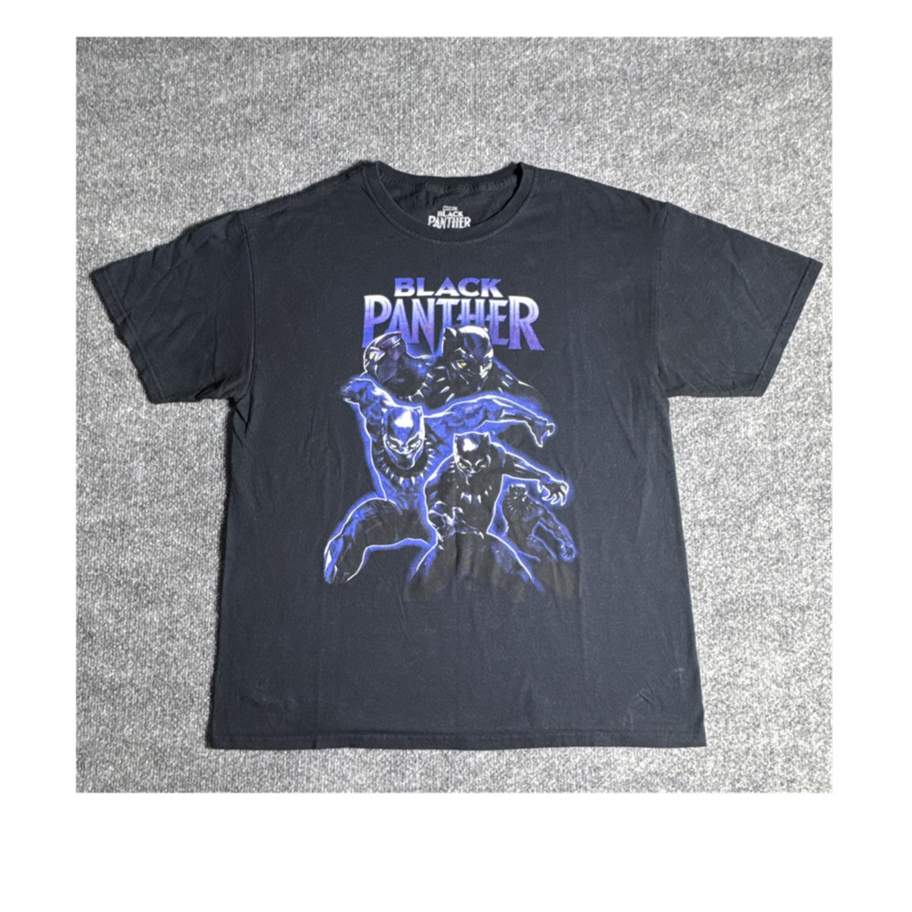 MARVEL Studios BLACK PANTHER Graphic Print Men’s L Black Tagless Crew Tee