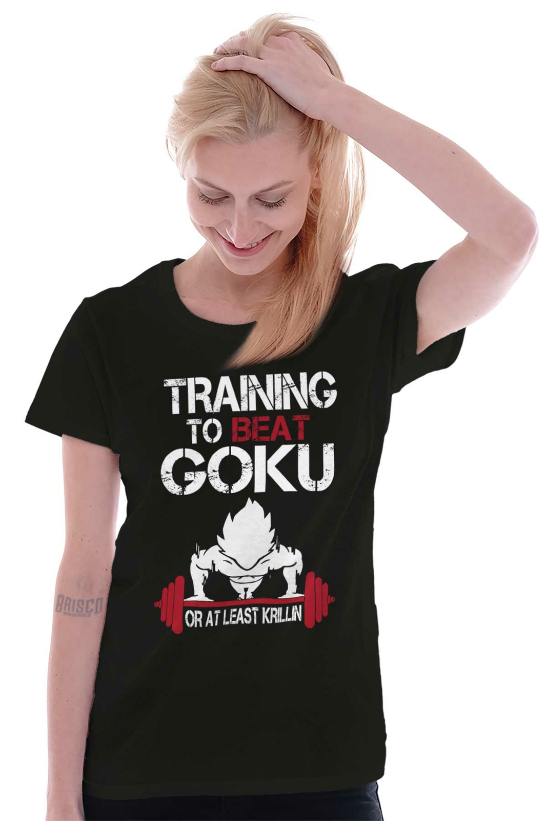 Anime Gym Workout Training to Beat Krillin Womens Top Junior Graphic Tee gallery