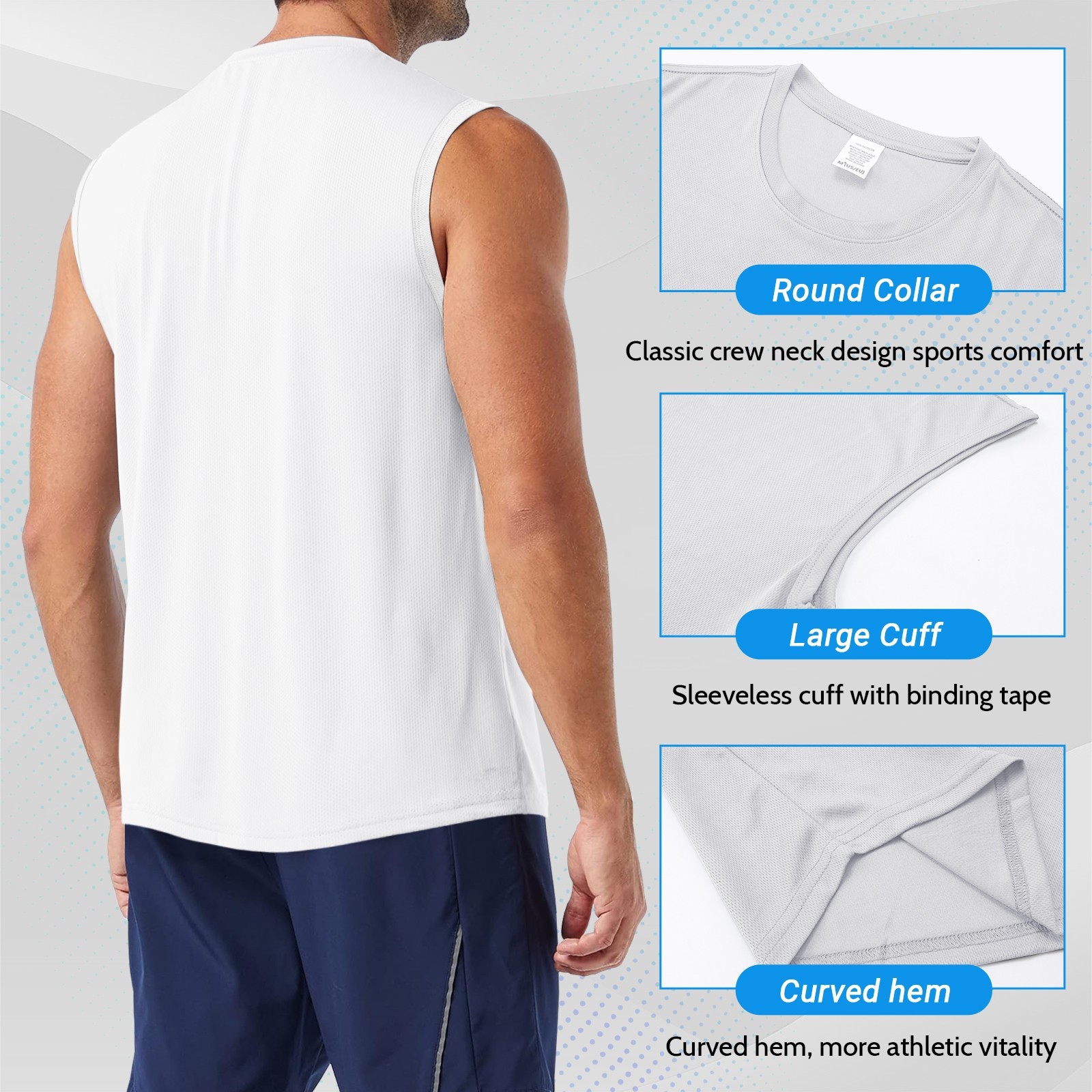 3X Men's Quick Dry Tank Top Sleeveless Shirts Gym Workout Fitness Sports Running gallery