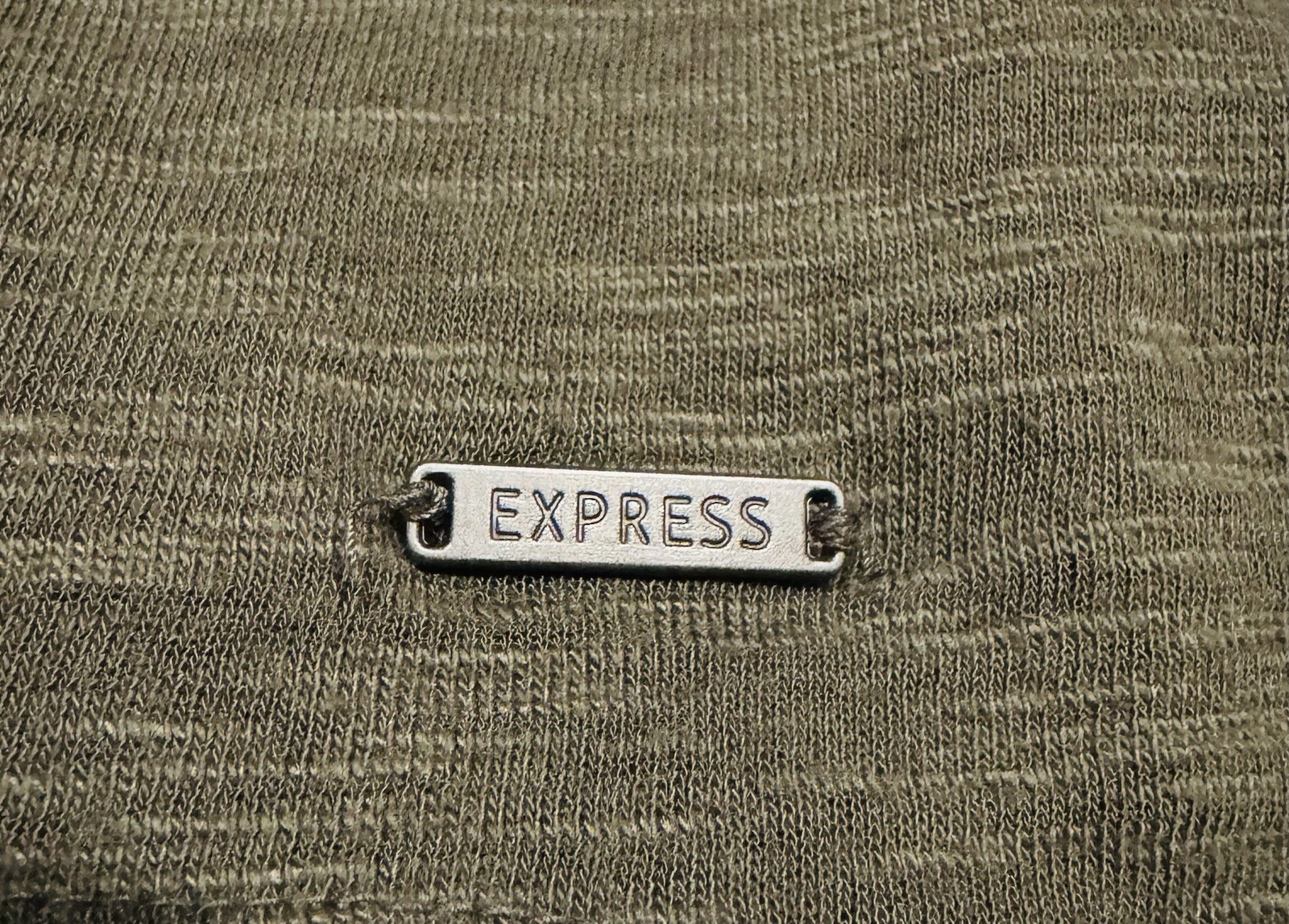 Express Men's Henley Olive Green Short Sleeve Solid T-Shirt Size S gallery