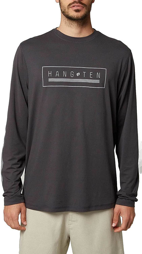 HANG TEN MEN’S UPF 50+ QUICK DRY LONG SLEEVE SUN SOFT SHIRT(ASPHALT, SMALL)NWT