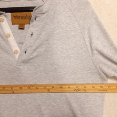 Venado Mens Long Sleeve 3 Button Henley Shirt Sz.M/Gray/Cotton Spandex Blend