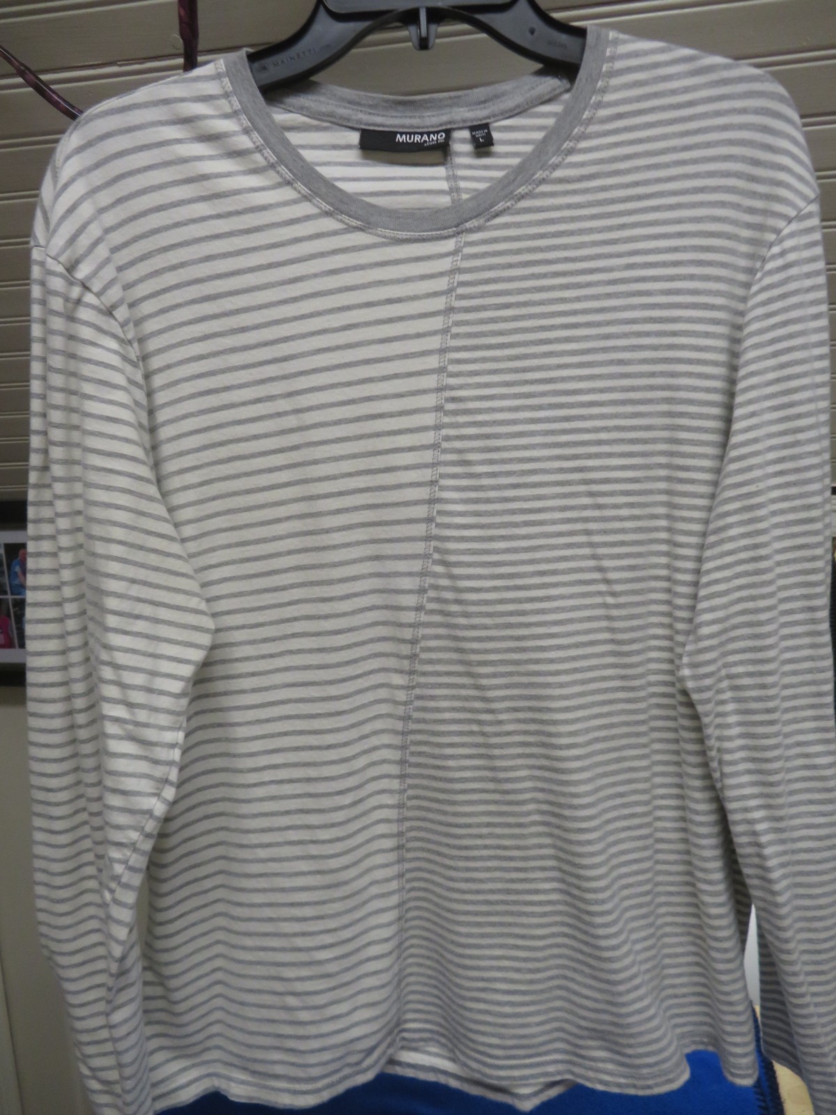 MURANO SLIM FIT STRIPED L/S SHIRT SIZE LARGE
