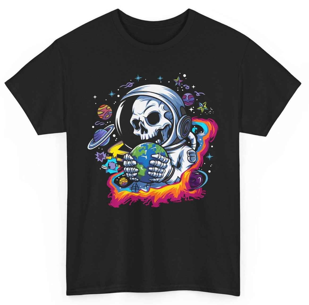 Skeleton Astronaut Funny T-shirt - Space Galaxy Humorous Halloween Graphic Tee gallery