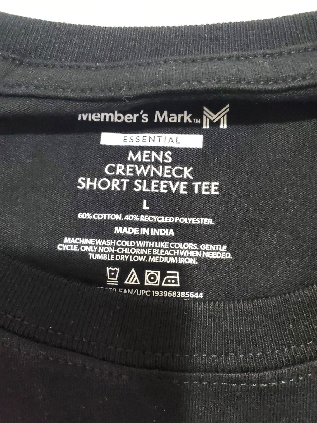 Member's Mark Men's Essential Crew Neck Short Sleeve Tee Large Black gallery