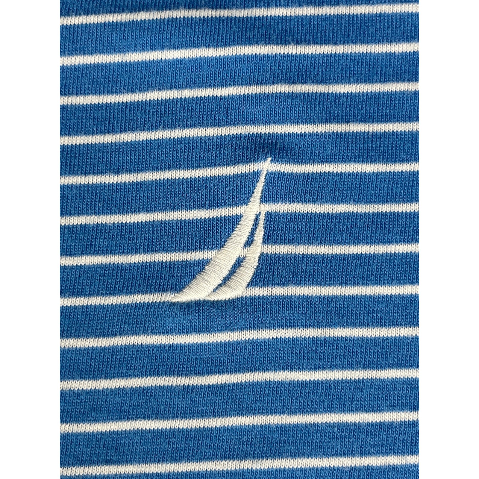 Nautica Sleepwear Blue Striped T-Shirt Logo Tee Size L gallery