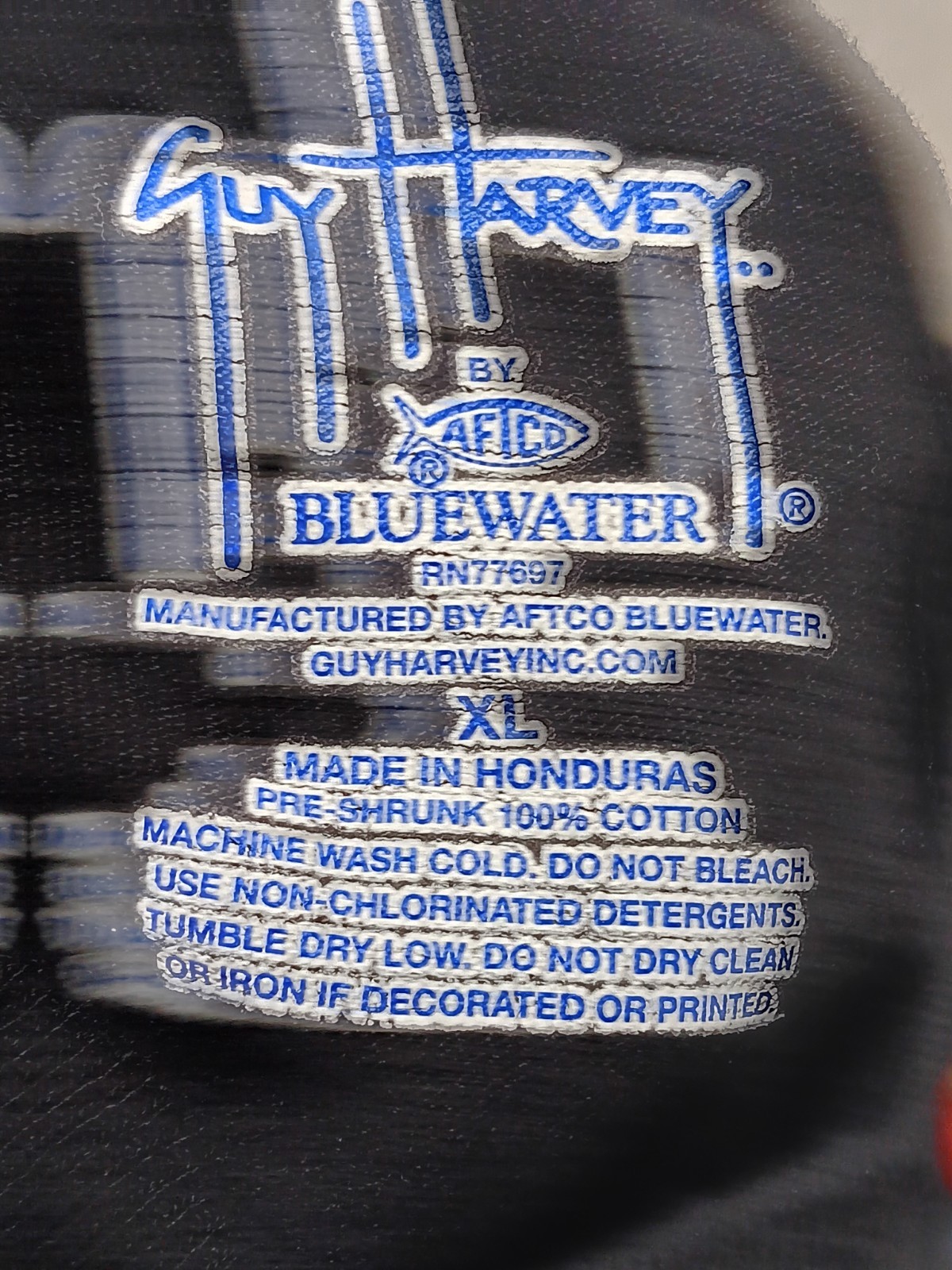 Guy Harvey By AFTCO Bluewater T Shirt Mens Sz XL Graphic Logo Pocket Black Flaw gallery