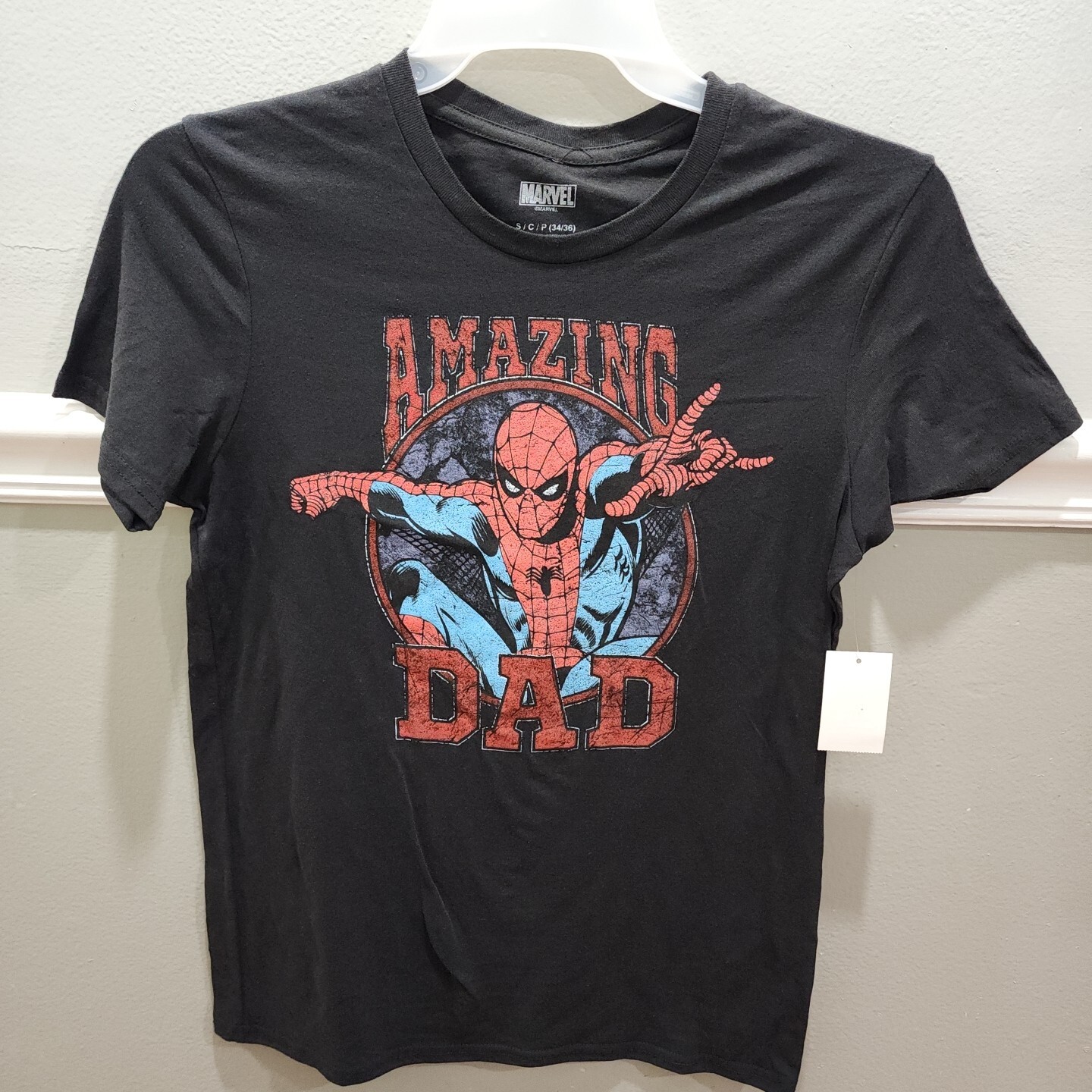 MEN'S TEE MARVEL SPIDER-MAN DAD GRAPHIC DESIGN T-SHIRT SIZE S ( 34 - 36 ) NEW gallery