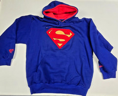 superman DC comics heavy-duty double color hoody embroidred quilted crest logo