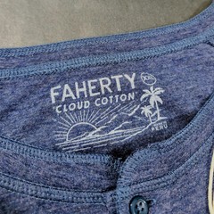 Faherty Men’s Navy Heather Blue Cloud Cotton Long Sleeve Henley Shirt Tee 2XL