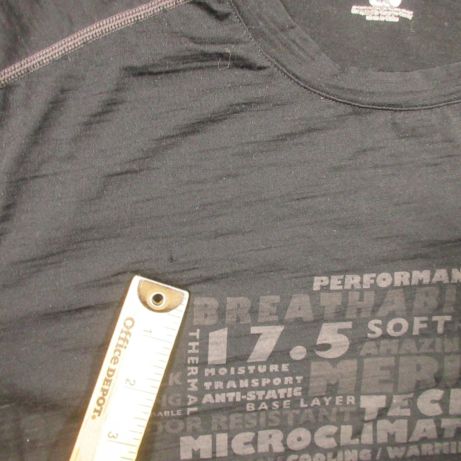 QOR Black Merino Wool Nylon Blend Crew-Neck T-Shirt Men's M Short Sleeve Holes* gallery