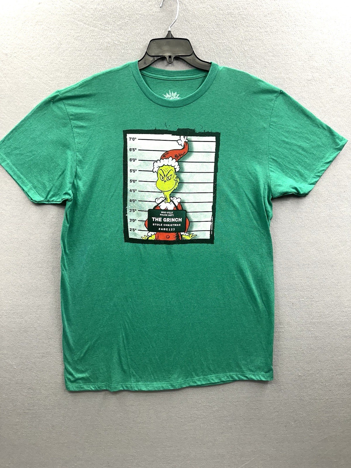 Dr Seuss T-Shirt Men XL Green Grinch Stole Christmas Mugshot Graphic Holiday Tee gallery