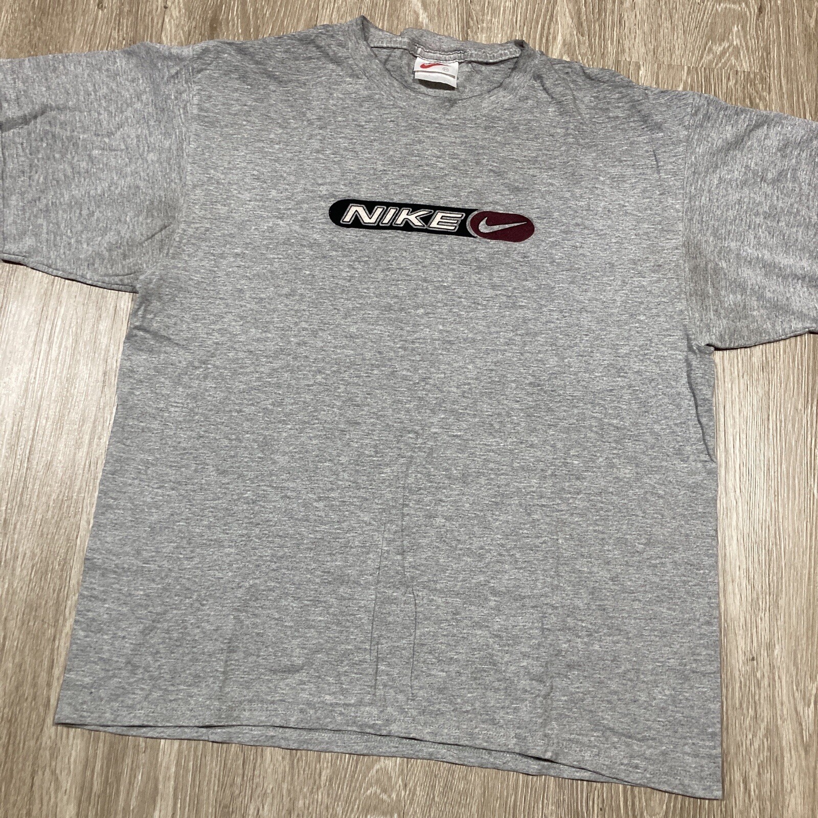 Nike Shirt M 90s 00s Y2k Swoosh Active-wear Athletic Gym Work-out Tee W/Marks gallery