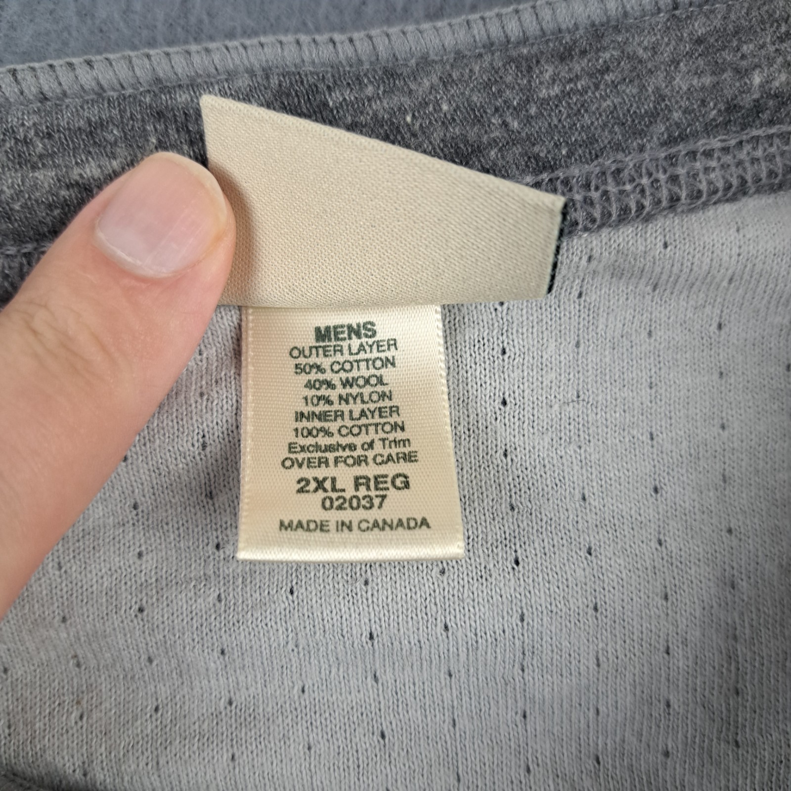 LL Bean Henley Shirt Mens Size 2XL River Driver Cotton Wool Nylon Canada 02037 gallery