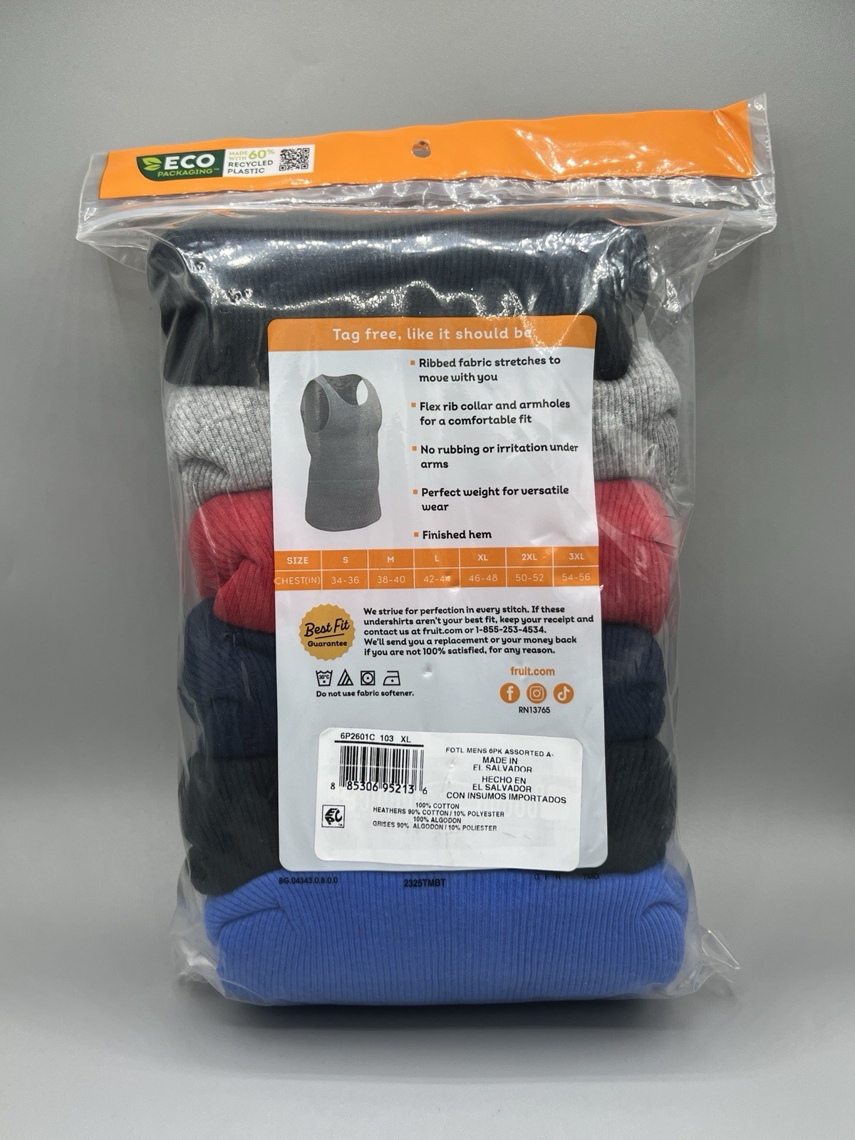 6-Pack FRUIT OF THE LOOM Men's Size XL A-Shirts Tank Top Assorted gallery