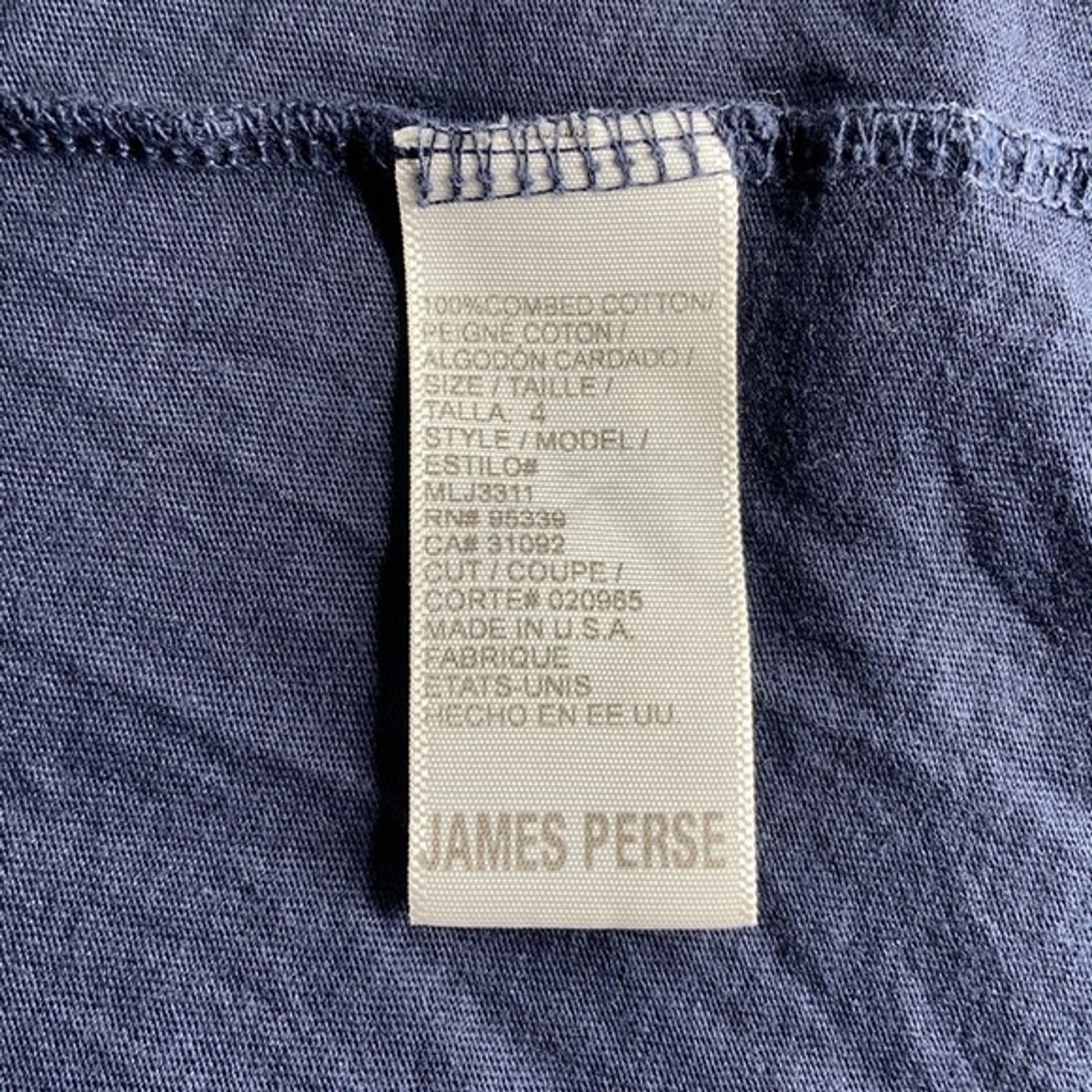 Standard James Perse Men's Dark Navy Cotton T-Shirt Made in USA Size XL (4) gallery
