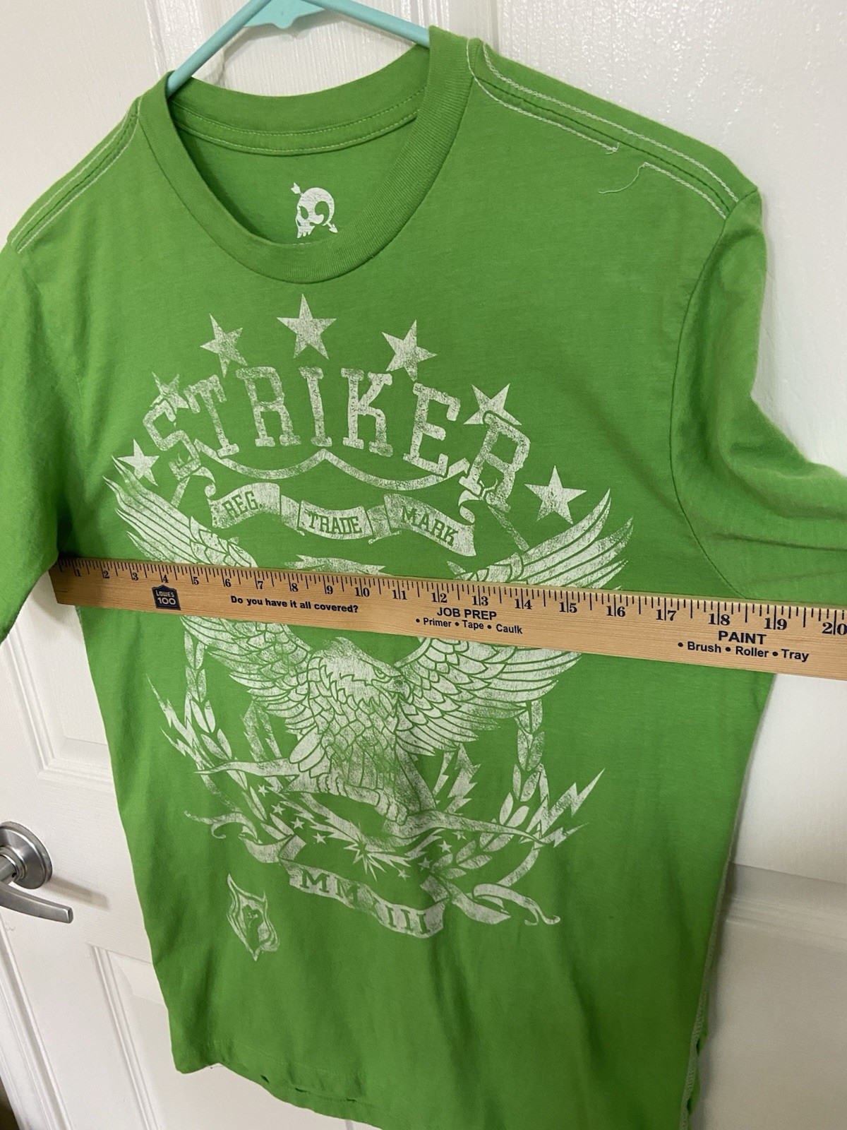 Skully Men's T-Shirt Green Striker Retro Small gallery