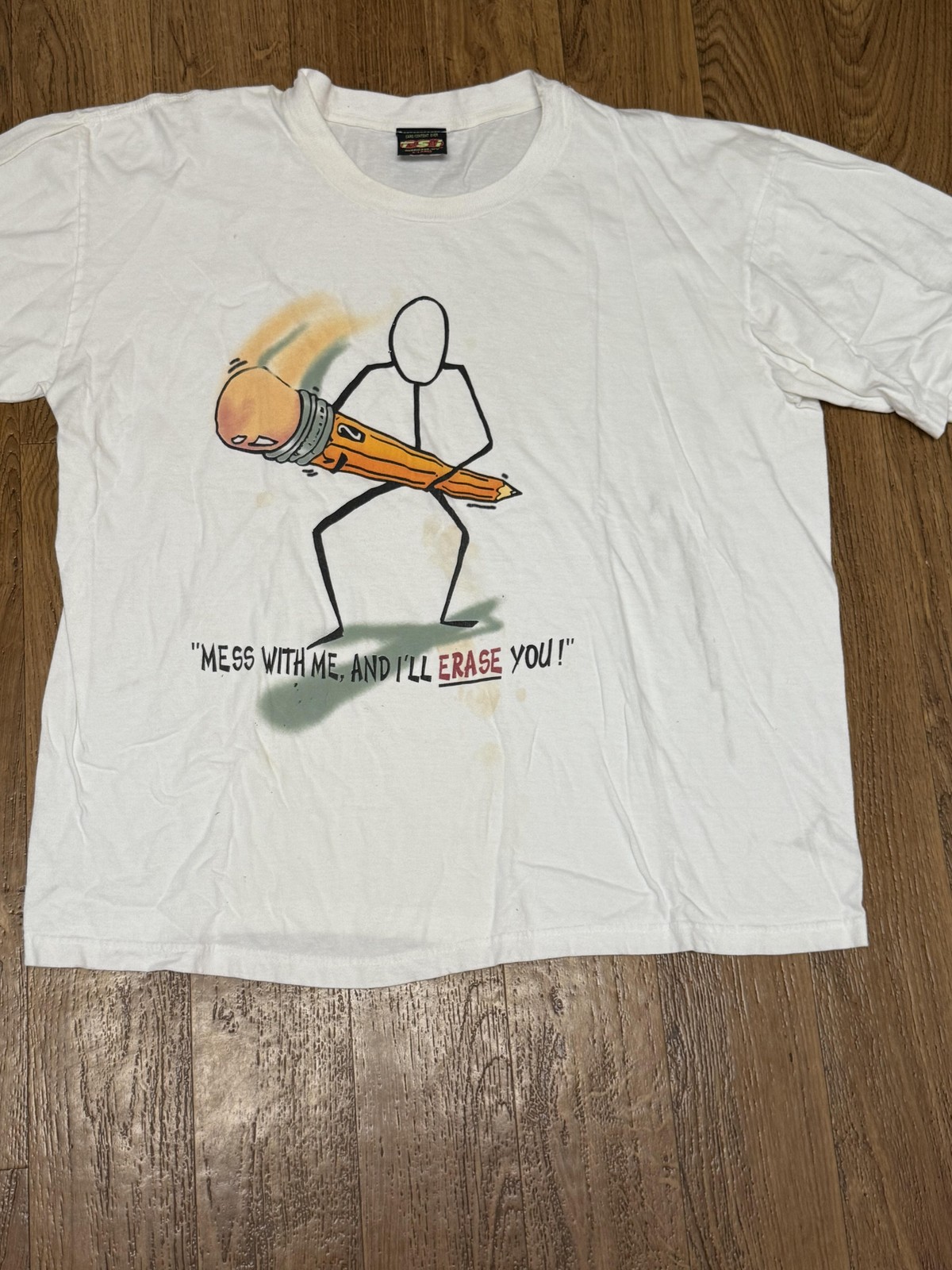 Vintage Mess With Me And I'll Erase You Shirt Mens XL Funny Graphic 90s Tee gallery