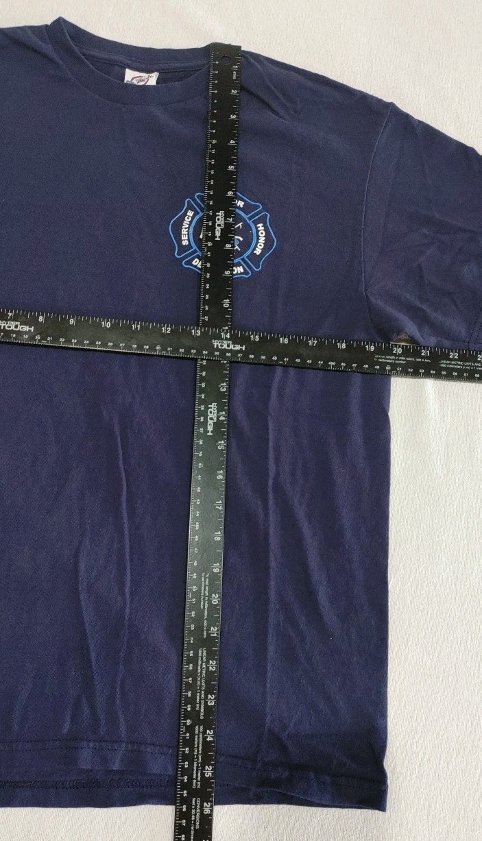 Firefighter Prayer Tshirt Delta Pro Weight Navy Blue 2-Sided Adult Size Large gallery
