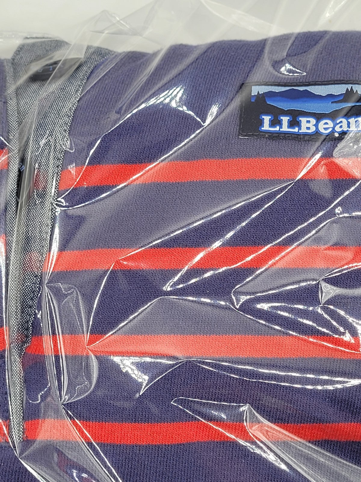 L.L.Bean womens M Regular Henley Long Sleeve Striped T-Shirt Blue Red Gray gallery