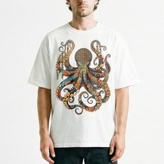 Ornatedala Octopus Intricate Pattern Vintage T-Shirt Boho Sea Creature Tee