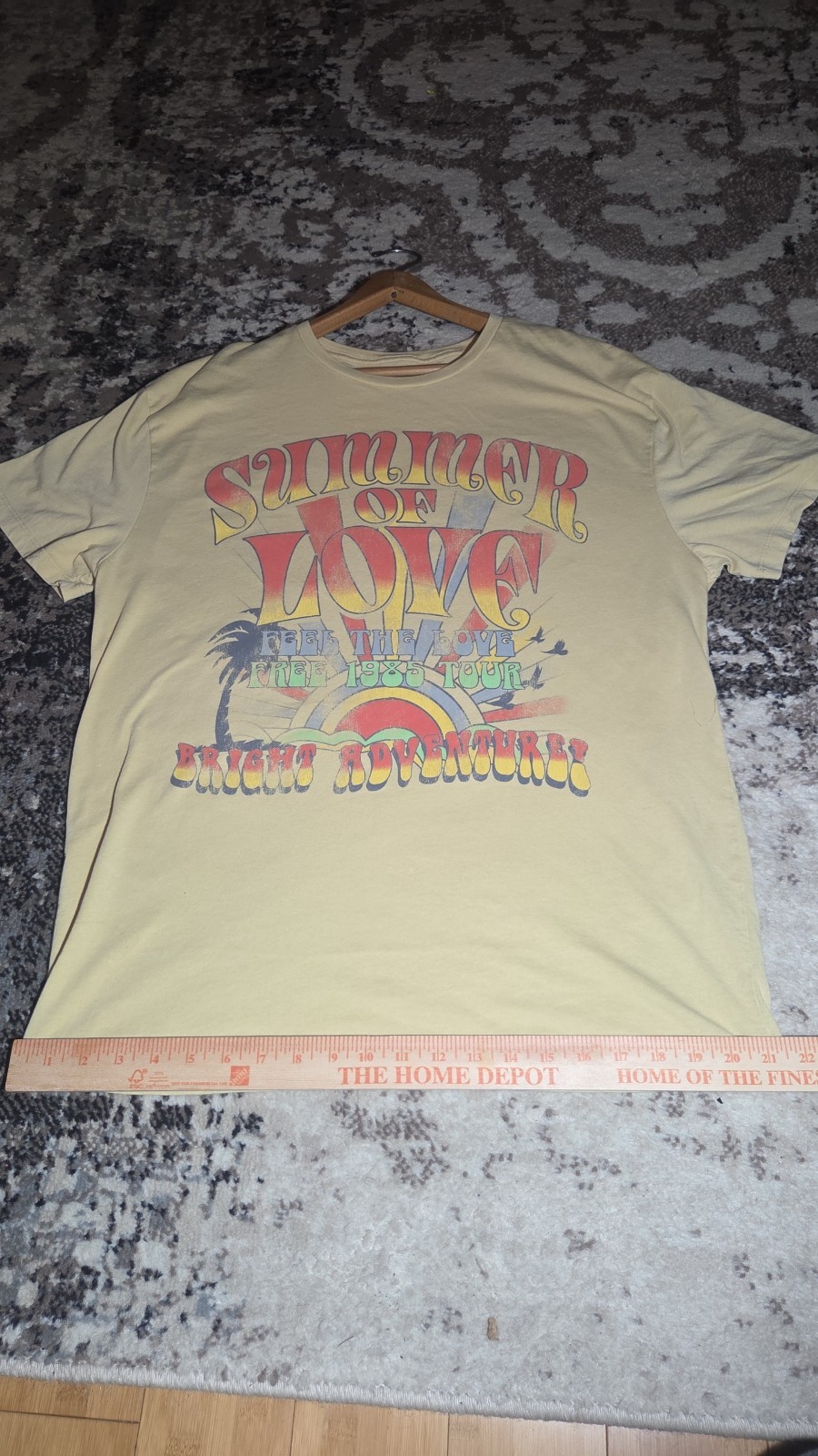 Zoe + Liv Summer of Love 1985 Graphic T-Shirt Yellow Size S/M Boho Retro Tour gallery