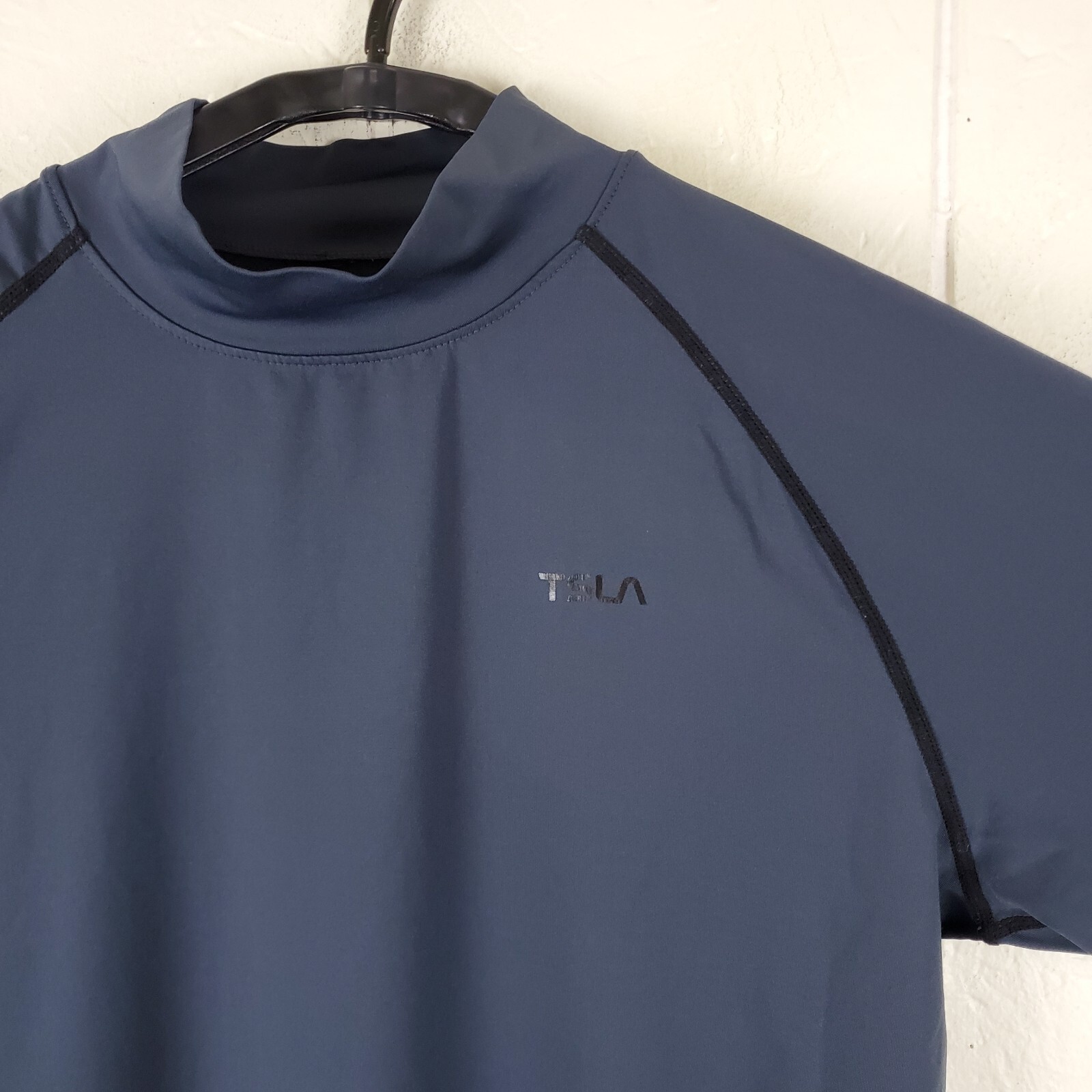 Tesla Shirt Mens Large Gray High Neck Logo Long Sleeve Stretch Pullover gallery