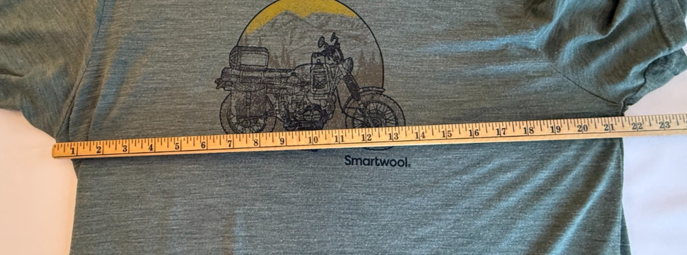 Smartwool Mens XL Green Merino Wool Blend T-Shirt Motorcycle Graphic Tee Retro gallery