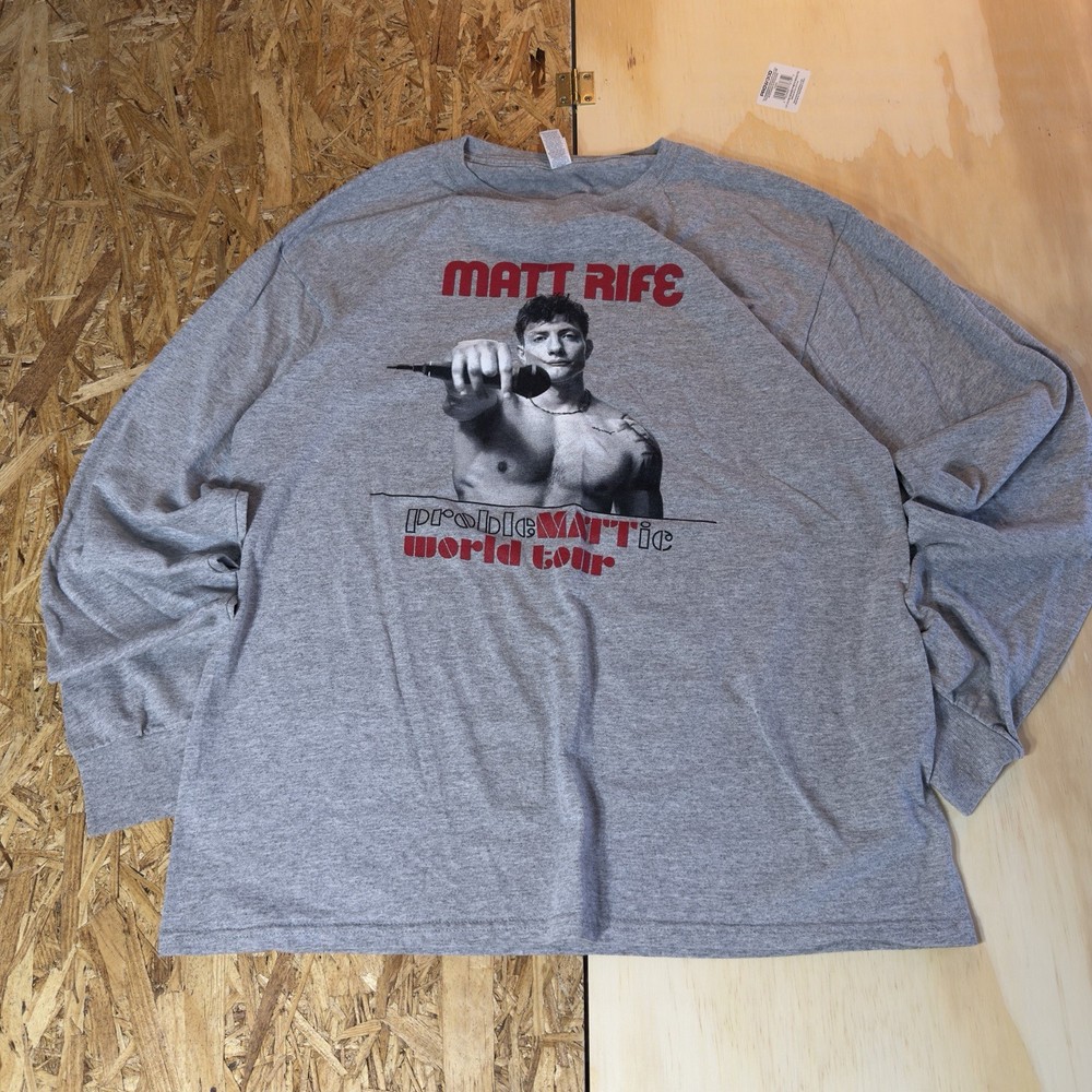 JERZEES Dri-Power Men’s Gray Matt Rife World Tour Graphic Crew Neck Tee L