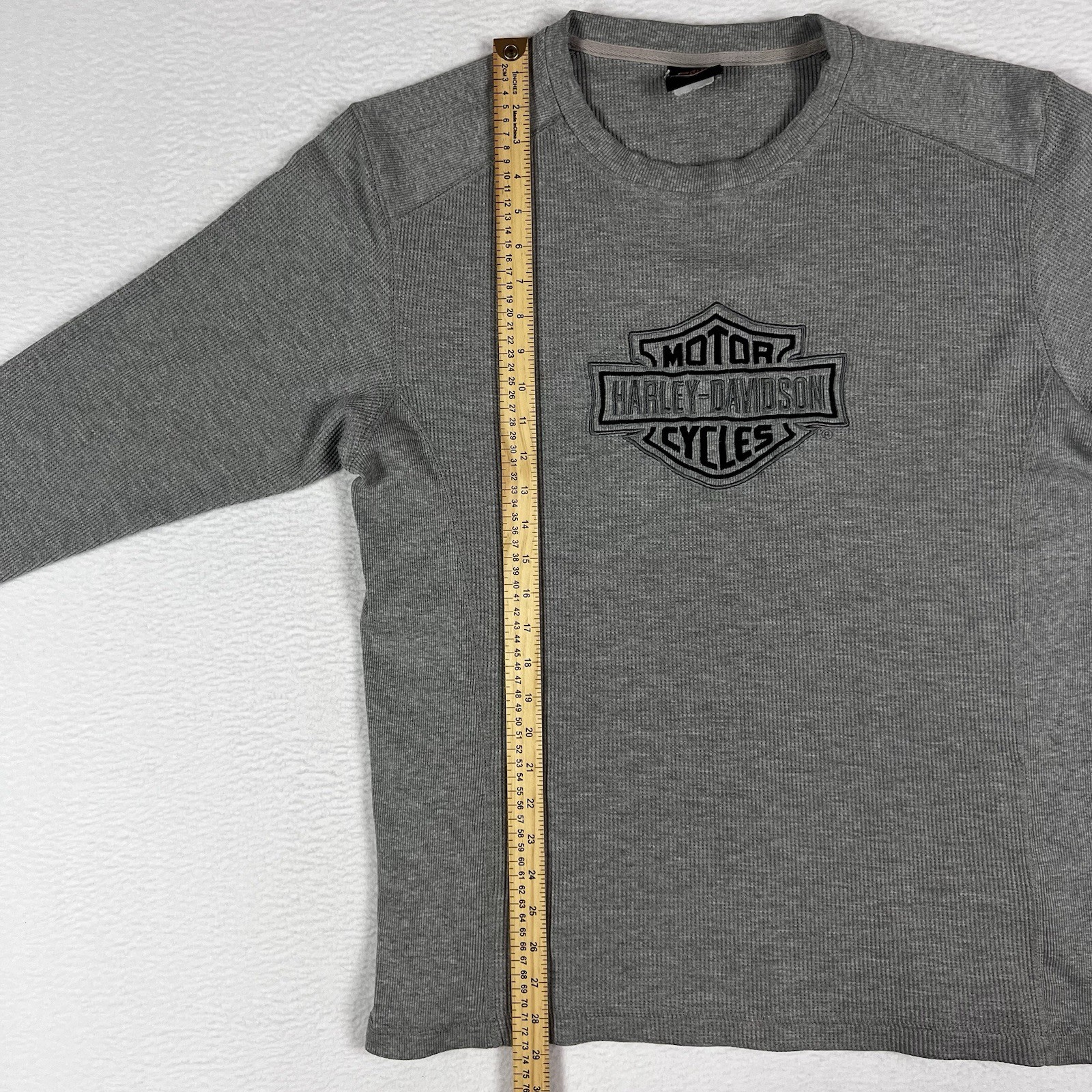 Vintage Y2K Harley Davidson Thermal Waffle Knit Shirt Men's Large Embroidered gallery